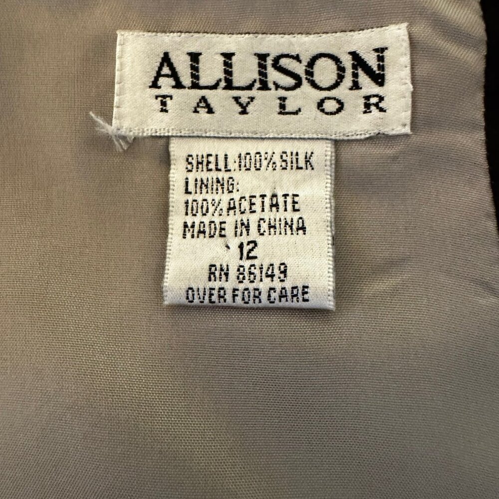 Allison Taylor vint gray silk sleeveless top/abstract beaded overlay, SZ 12, NWT - Picture 9 of 10